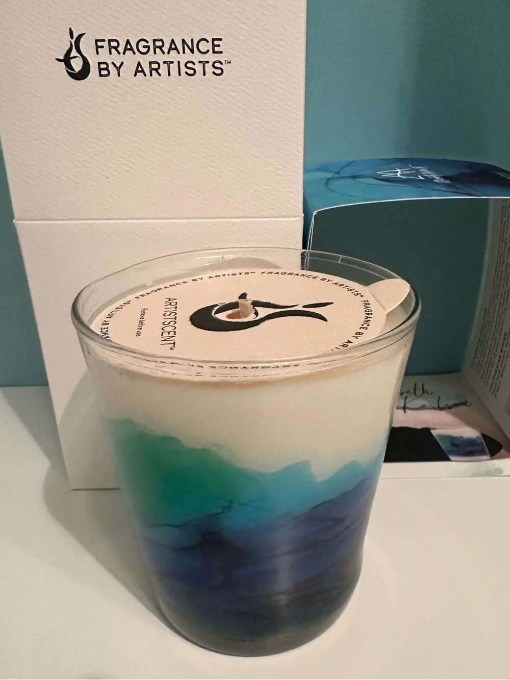 BNIB Bespoke Artistscent Luxury Art Soy Candle Polynesian Waves Reusable Glass